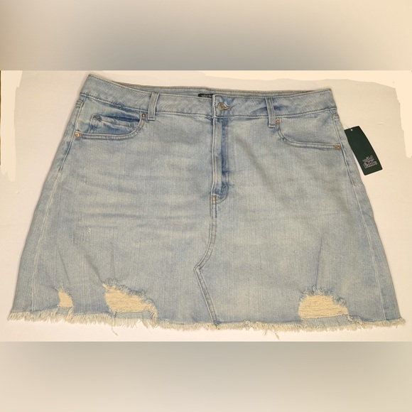 NEW Wild Fable High Rise Distressed Stretch Denim Jean Mini Skirt - Picture 5 of 11